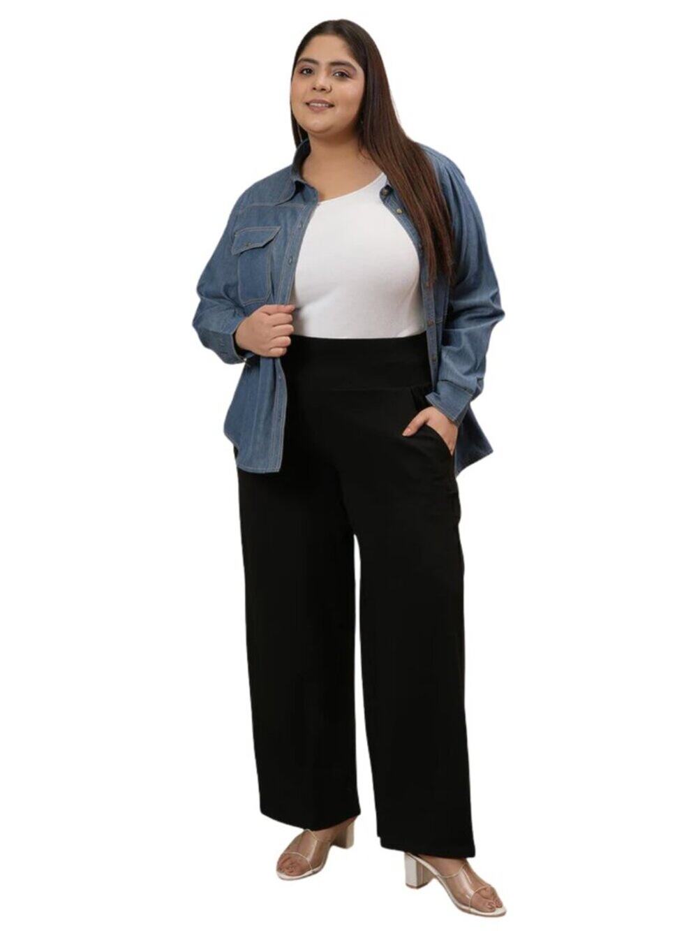 Eileen Fisher Tencel Ponte Wide Leg Pull On Black Pants Plus - 3X